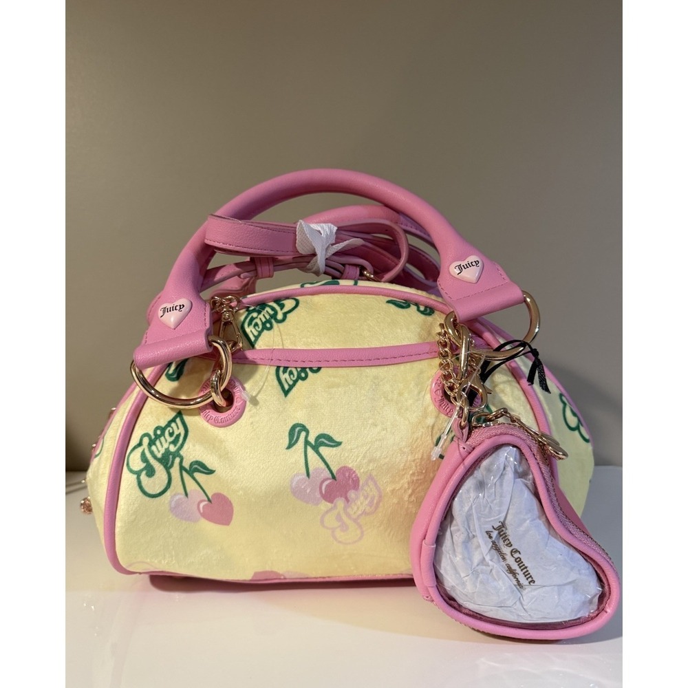 Juicy Couture Retro Juicy Cherry‎ Gelato Satchel Crossbody Bag Yellow Iris Multi